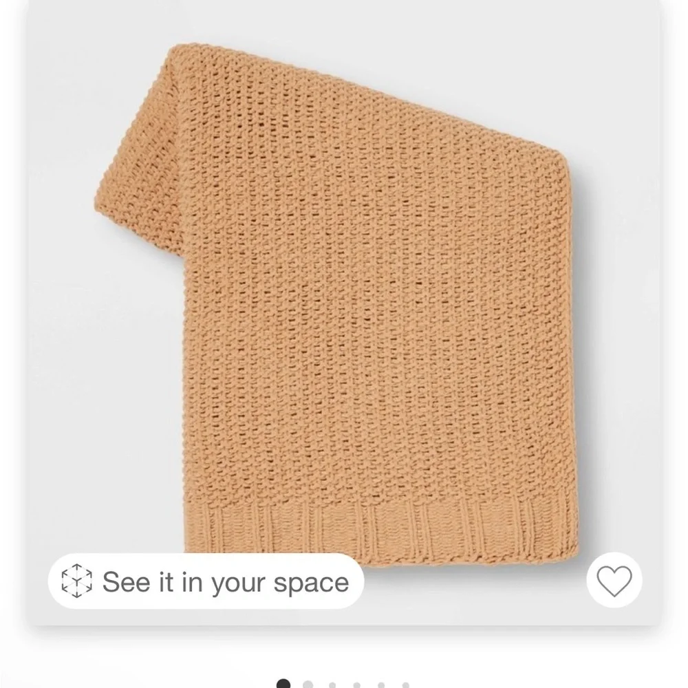 NWT Solid Chenille Knit Throw Blanket Gold -‎ Threshold